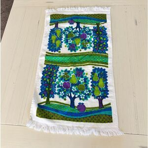 Vintage Retro Sayco Hand Towel 100% Cotton Made in California USA Blue Green EUC